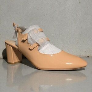 Elegant Beige Women's Block Heel Shoes
